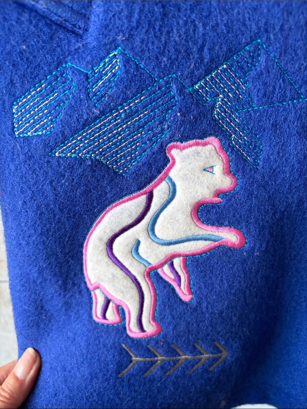 Vintage Kelsey Trail Pure Virgin Wool Polar Bear Appliqué Fur-Trim Hooded Parka - Picture 3 of 13